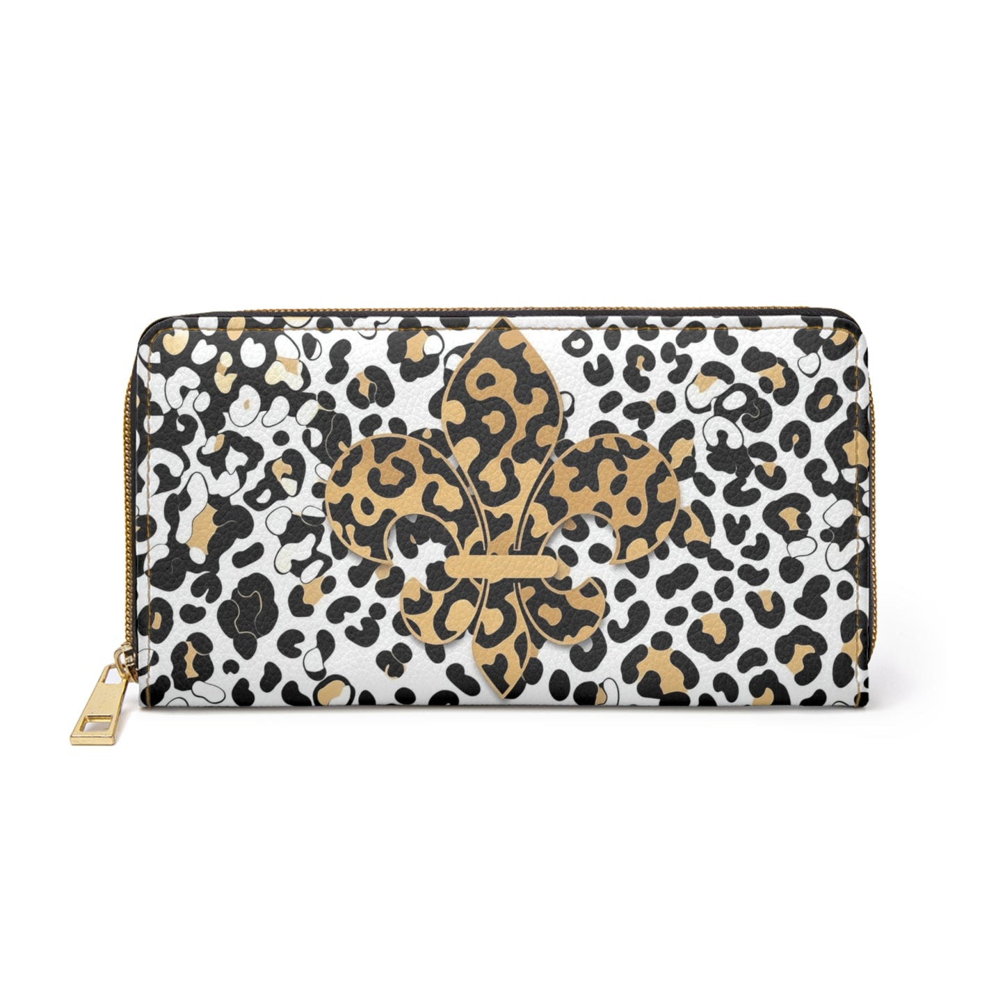 Leopard Fleur-de-Lis Zipper Wallet — Chic Animal Print Zip Wallet