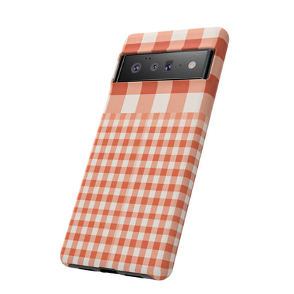 Buffalo Check Tough Phone Case — Orange Gingham Protective Cover