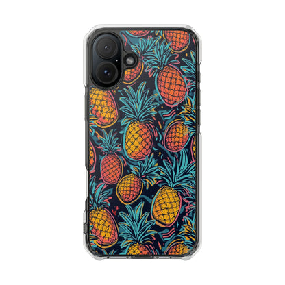 Pineapple Clear Magnetic Impact Phone Case — Tropical Pattern, Protective Clear Cover