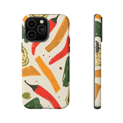 Spicy Peppers Phone Case – Colorful Chili, Lime & Citrus Pattern