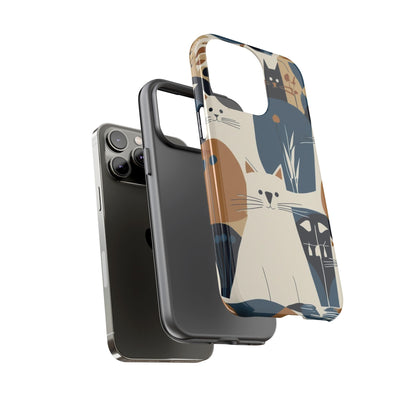 Cat Pattern Phone Case – Retro Abstract Cats Protective iPhone Cover