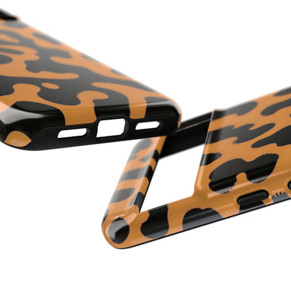 Leopard Print Phone Case — Orange & Black Tough Pattern Protective Cover