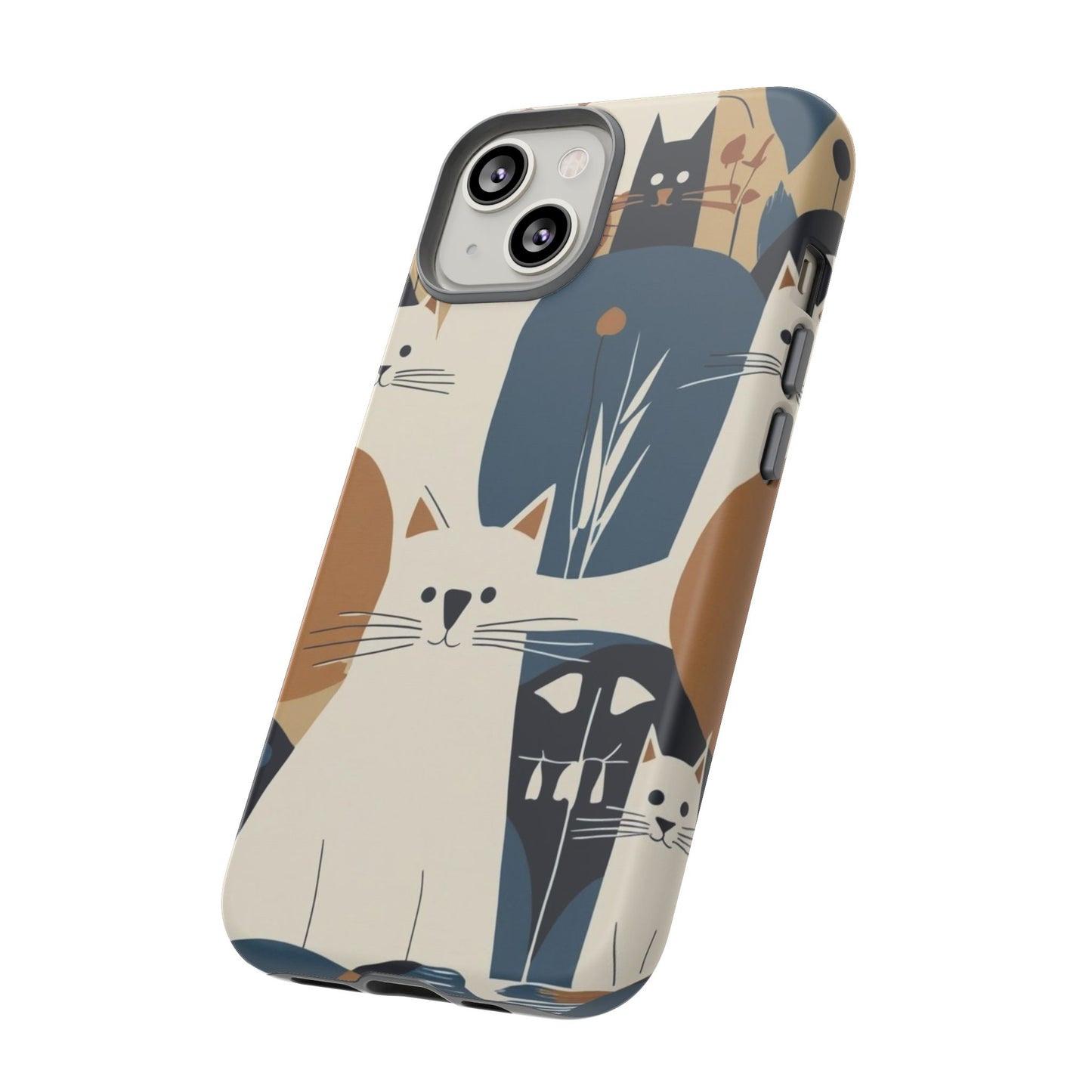 Cat Pattern Phone Case – Retro Abstract Cats Protective iPhone Cover