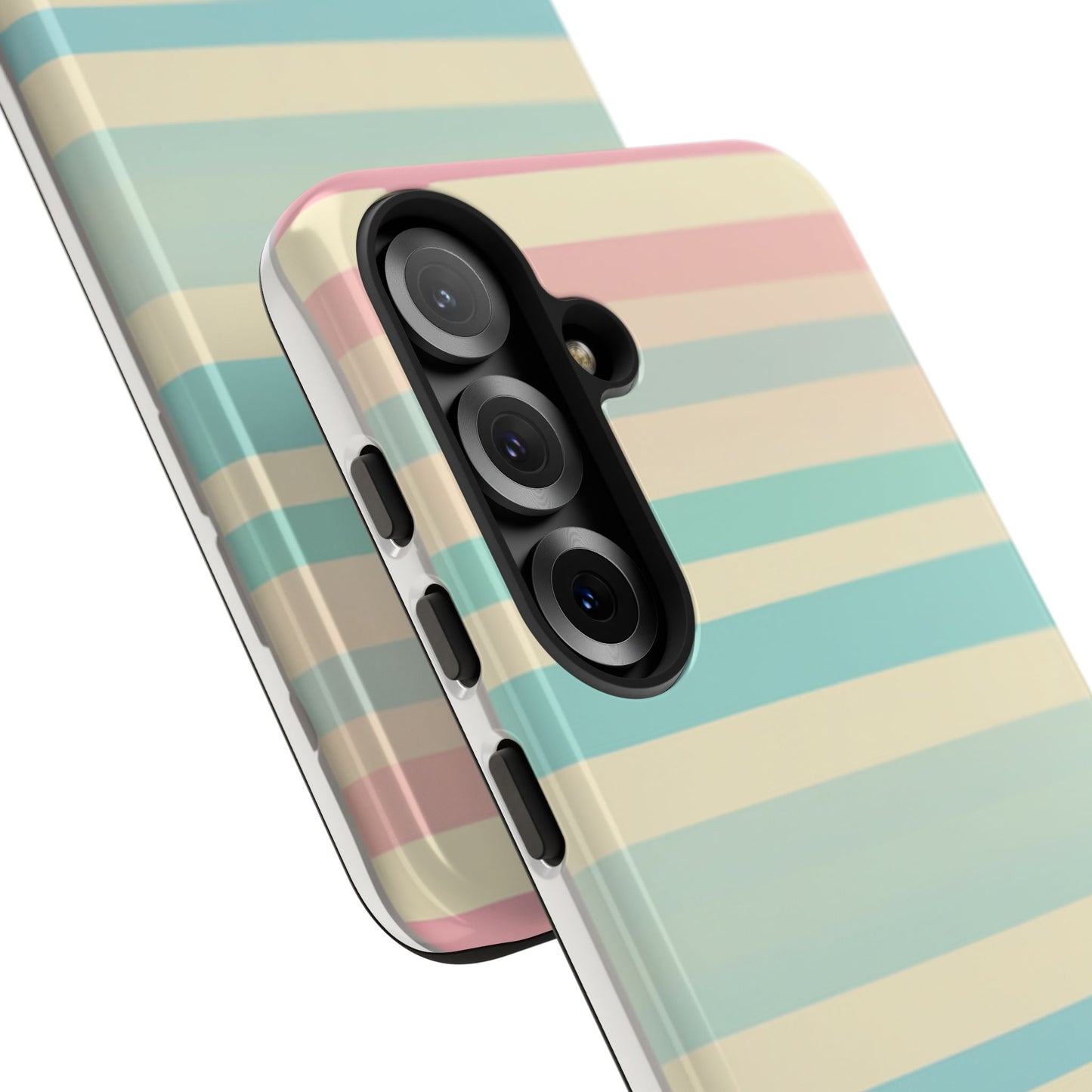 Pastel Striped Tough Phone Case – Protective Retro Rainbow Design