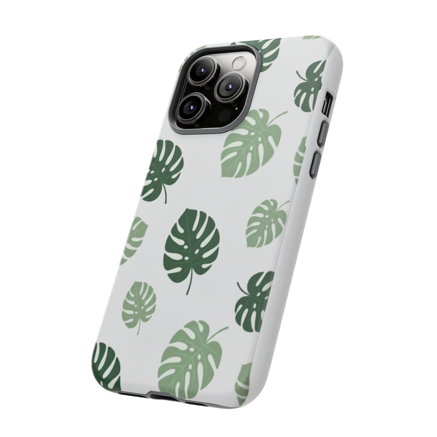 Monstera Leaf Tough Phone Case – Tropical Green Palm Pattern Protective Cover