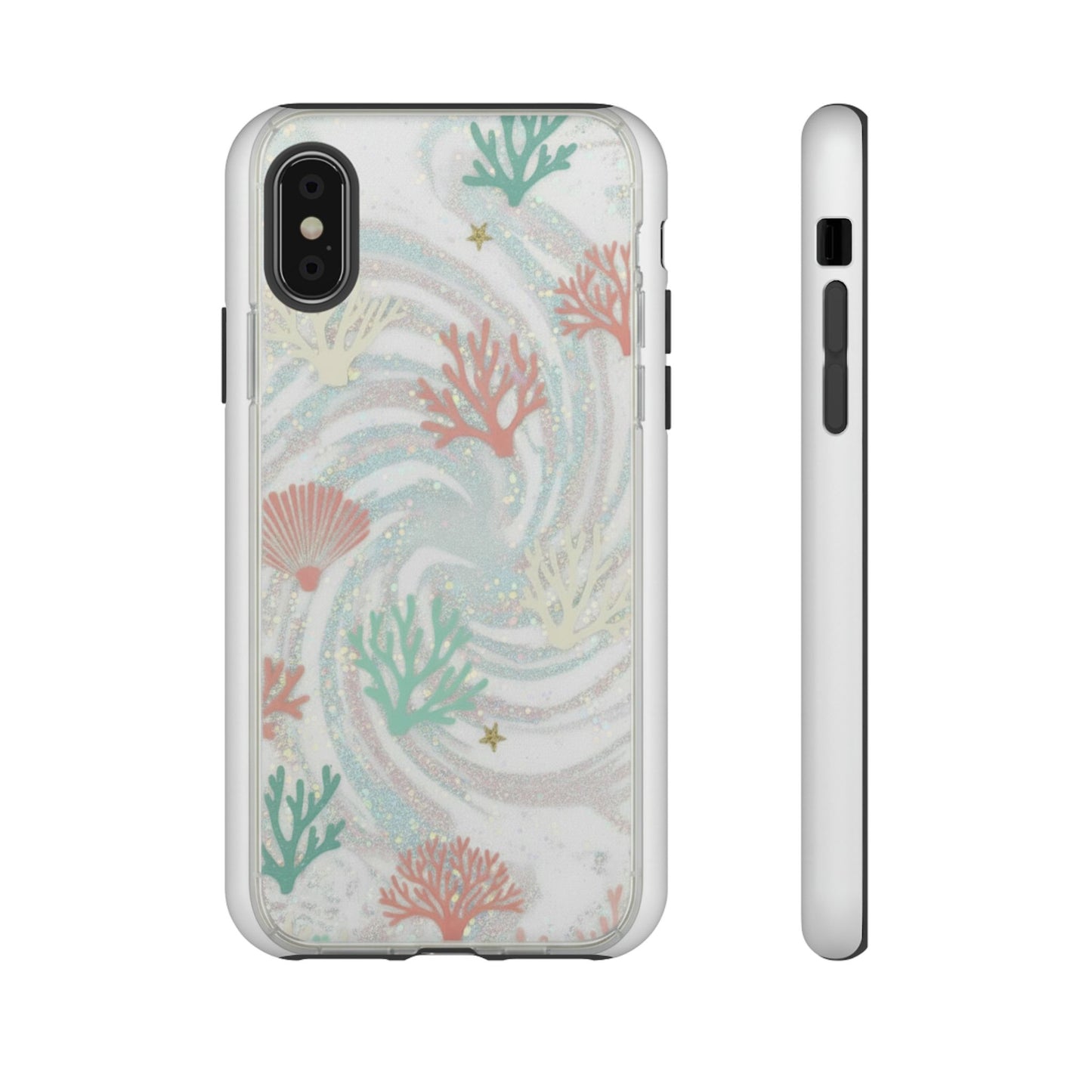 Seafoam Coral Tough Phone Case - Pastel Ocean Wave Design