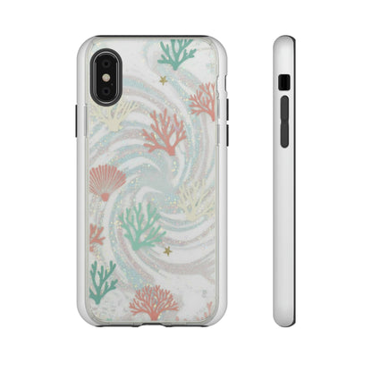 Seafoam Coral Tough Phone Case - Pastel Ocean Wave Design