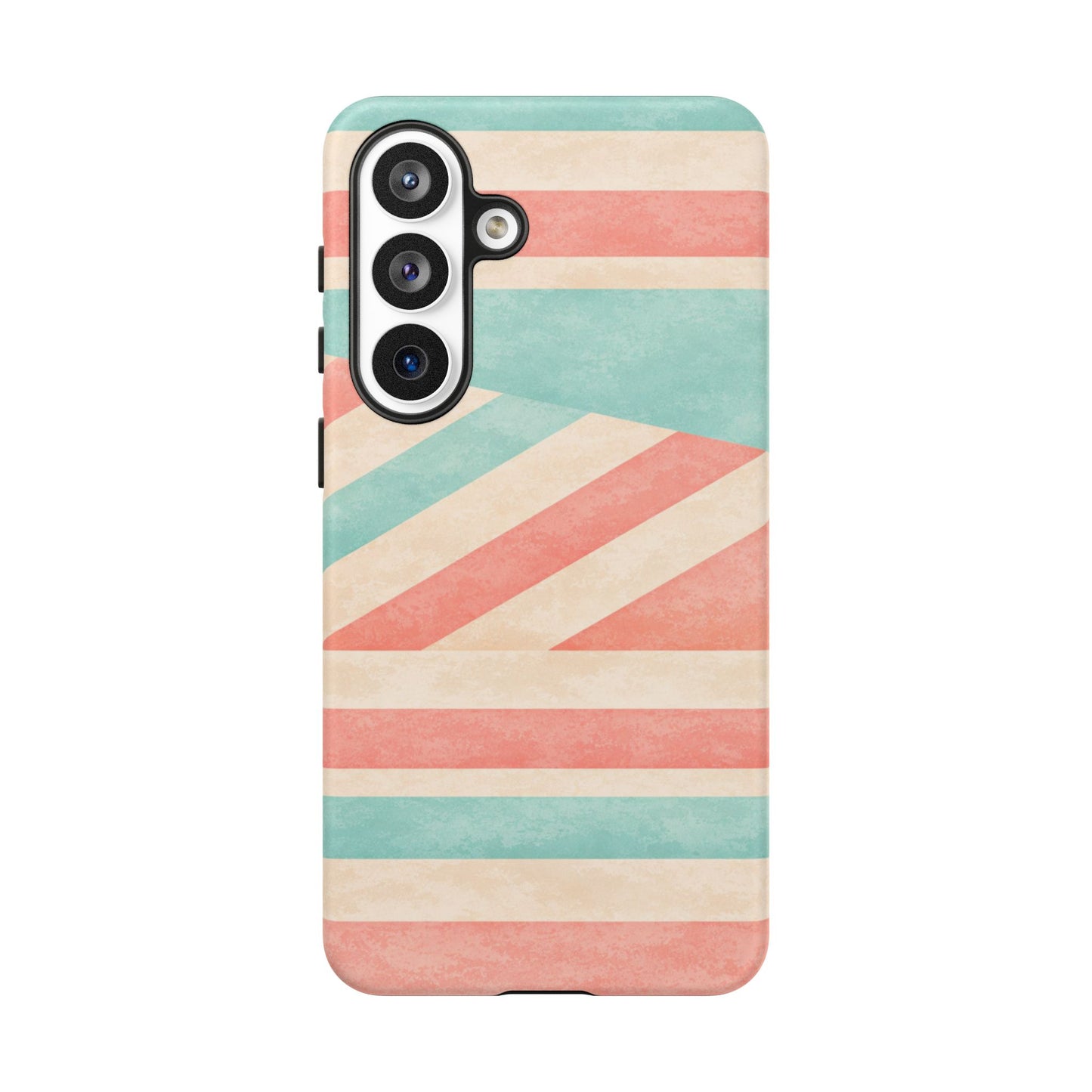 Pastel Stripes Tough Phone Case – Retro Coral & Teal Protective Cover