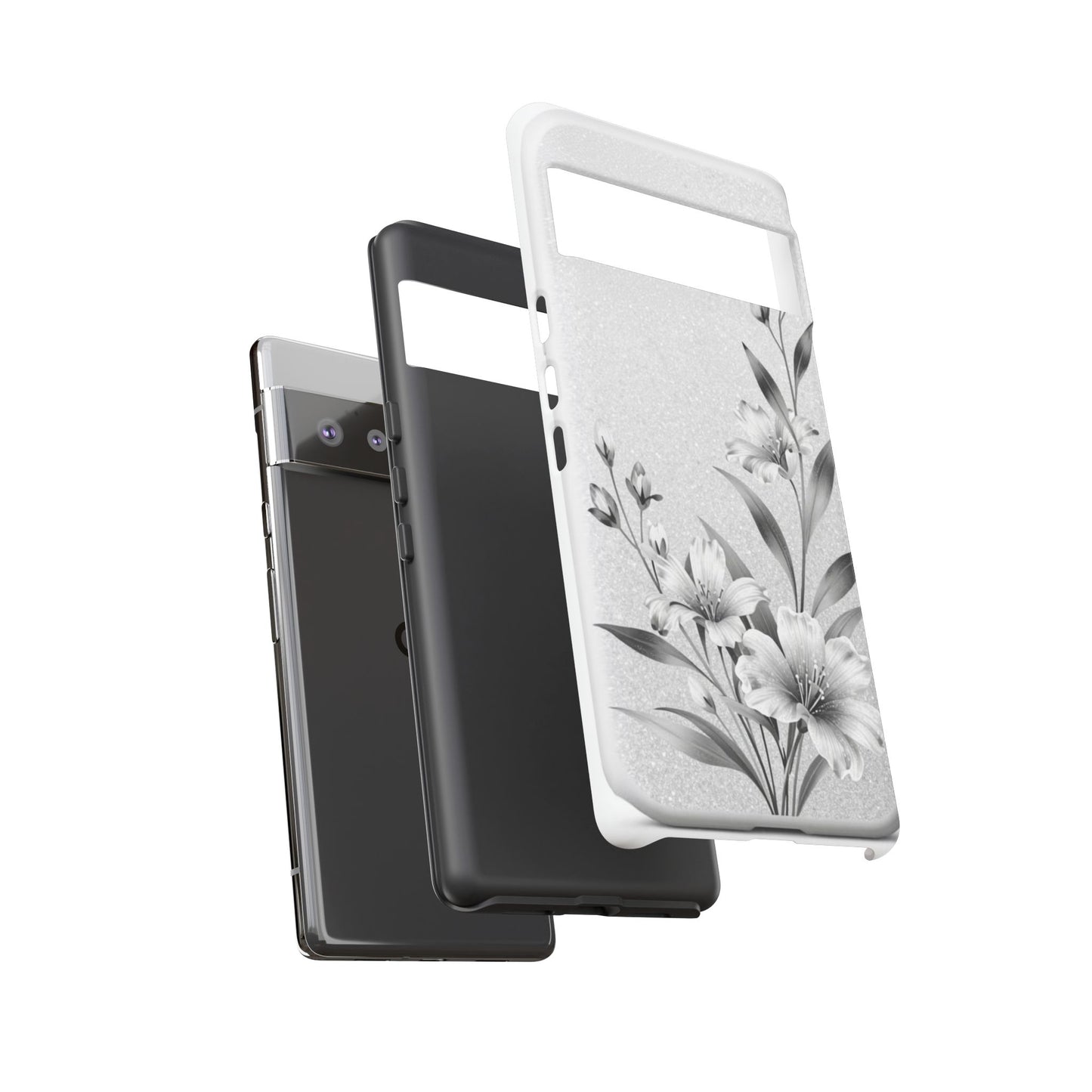 Floral Monochrome Phone Case — Elegant Black & White Lily Design