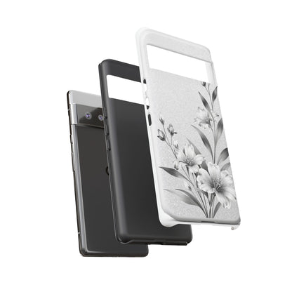Floral Monochrome Phone Case — Elegant Black & White Lily Design