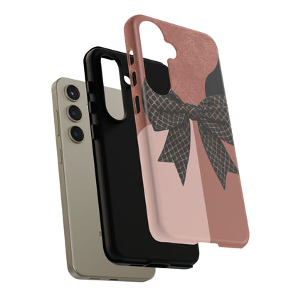 Bow Stripe Tough Phone Case – Pink Mauve Protective Cover