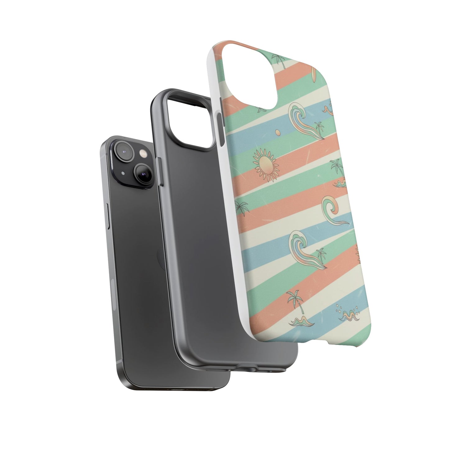 Surf Stripe Tough Phone Case — Retro Beach Waves Pattern