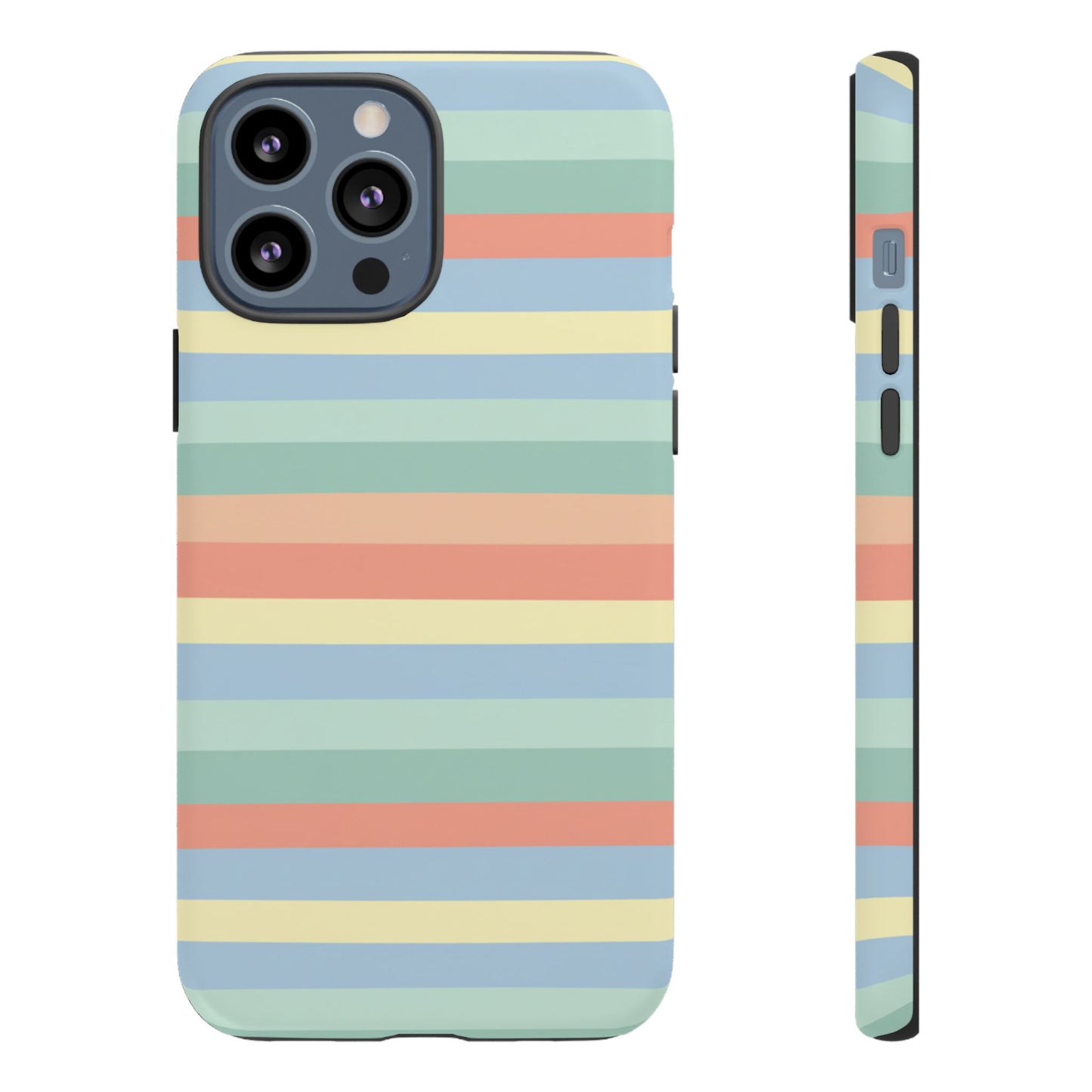 Pastel Striped Phone Case — Retro Horizontal Multi-Color Tough Case