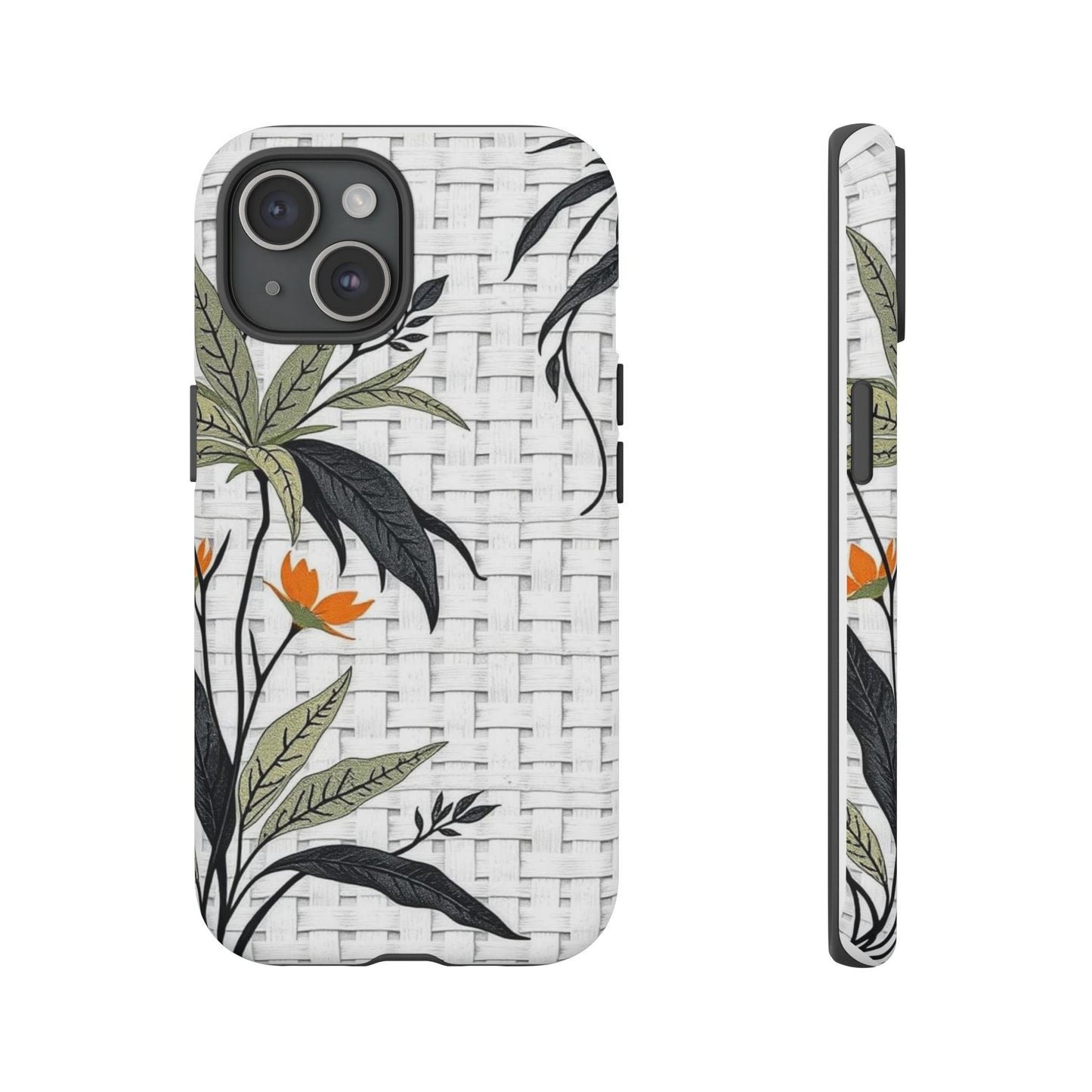 Floral Woven Tough Phone Case — Protective Botanical iPhone Cover