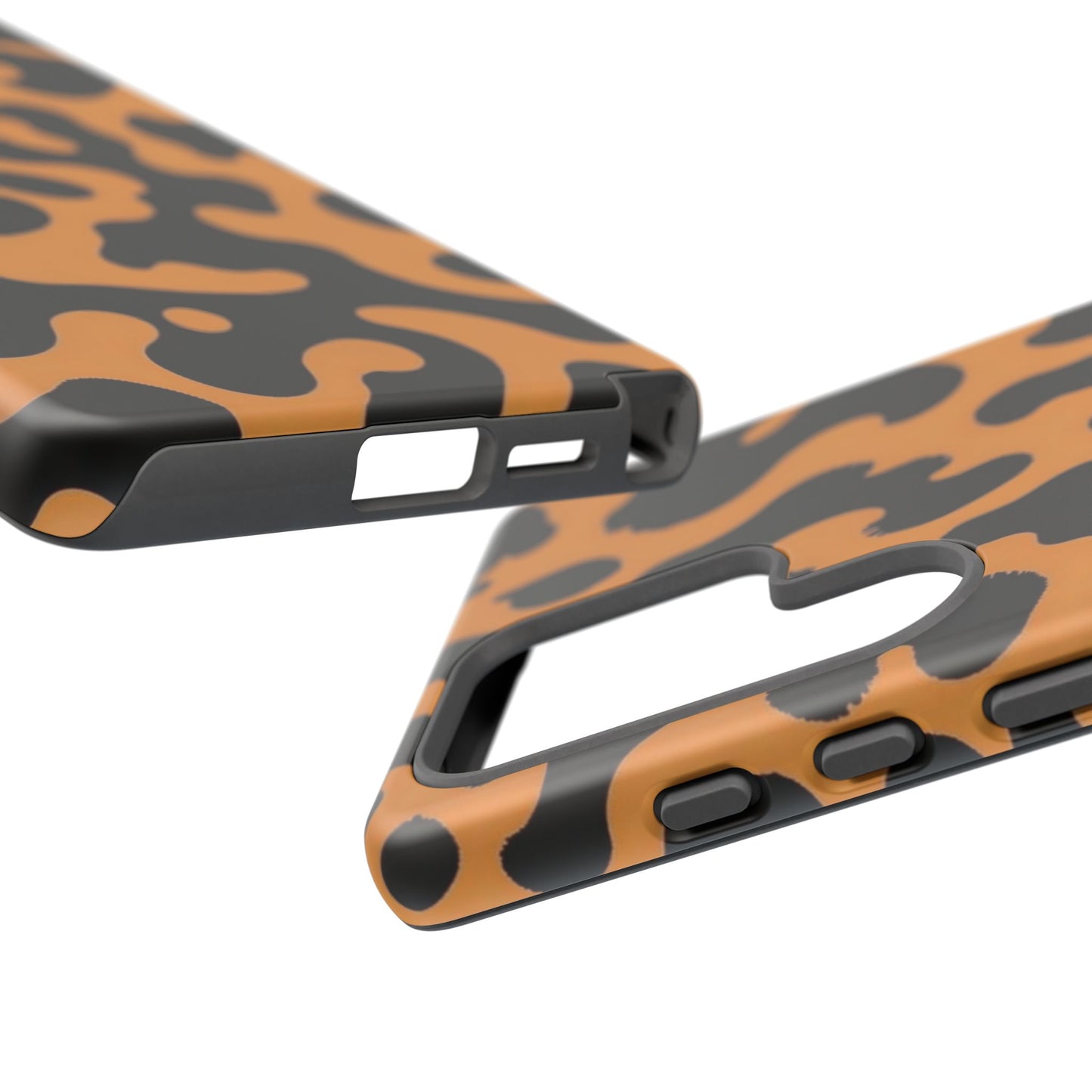 Leopard Print Phone Case — Orange & Black Tough Pattern Protective Cover