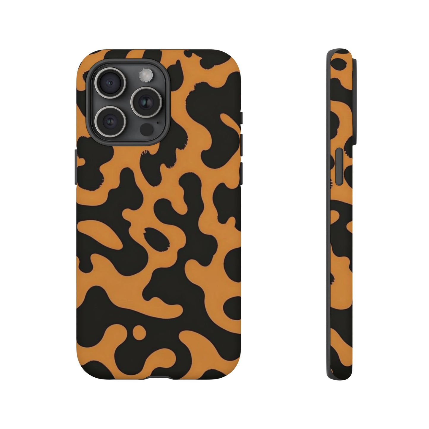 Leopard Print Phone Case — Orange & Black Tough Pattern Protective Cover