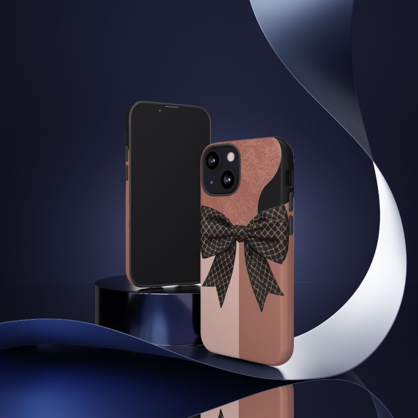 Bow Stripe Tough Phone Case – Pink Mauve Protective Cover