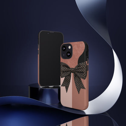 Bow Stripe Tough Phone Case – Pink Mauve Protective Cover