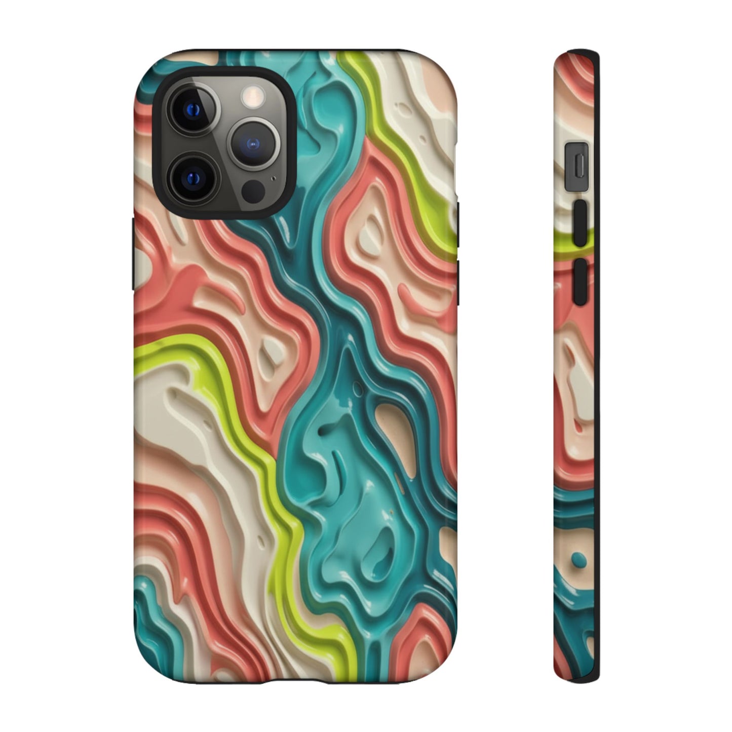 Abstract Contour Phone Case — Colorful Topographic Pattern Tough Case