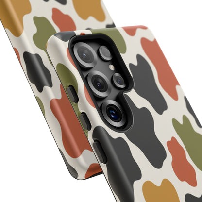Camouflage Pattern Tough Phone Case – Retro Olive, Rust & Mustard Protective Cover