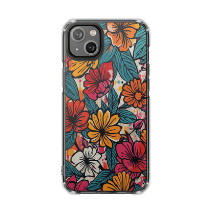 Clear Magnetic Phone Case — Colorful Floral Impact Protection