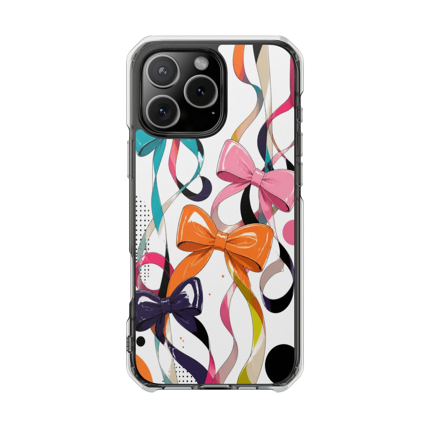 Clear Magnetic Phone Case — Colorful Ribbon & Bow Design