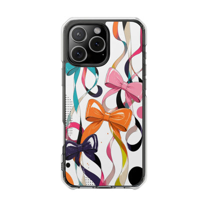 Clear Magnetic Phone Case — Colorful Ribbon & Bow Design
