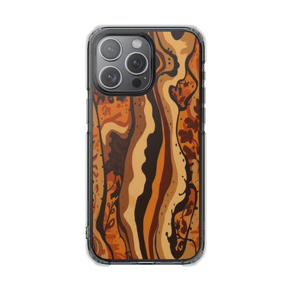 Amber Swirl Magnetic Clear Impact Phone Case — Protective Clear Case with Abstract Woodgrain Design