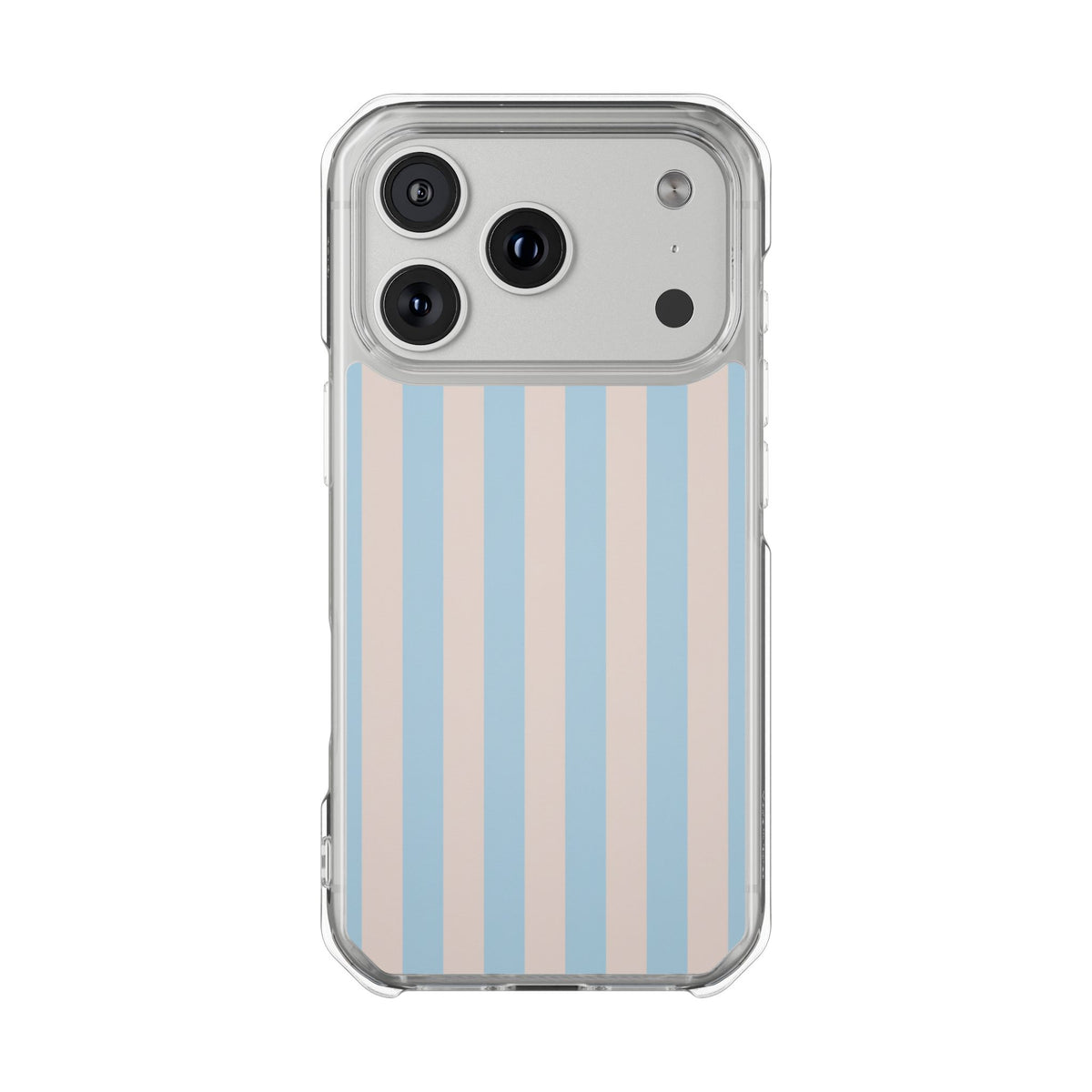 Striped Pastel Clear Phone Case — Blue & Peach Vertical Stripe Magnetic Impact Case