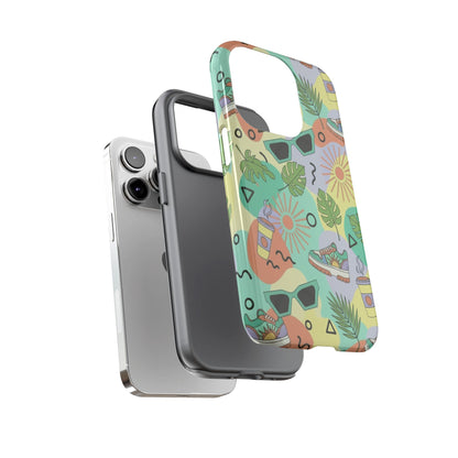 Tropical Summer Phone Case — Retro Sunglasses, Sneakers & Palm Pattern