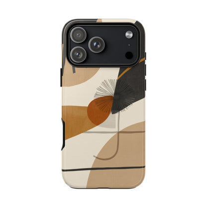 Abstract Earth Tone Phone Case — Mid-Century Minimalist Tough Case