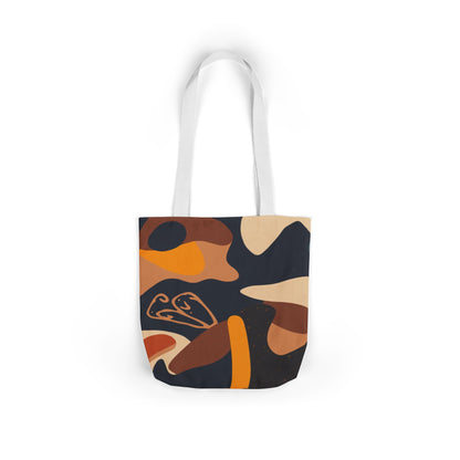 Abstract Earth-Tone Canvas Tote — Retro Organic Pattern