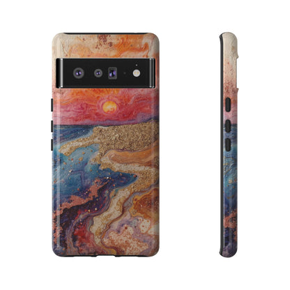 Sunset Coast Phone Case — Colorful Abstract Beach Art Tough Case