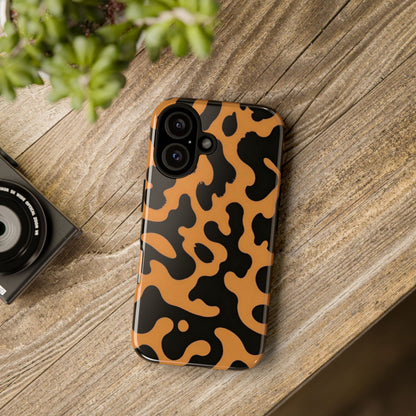Leopard Print Phone Case — Orange & Black Tough Pattern Protective Cover