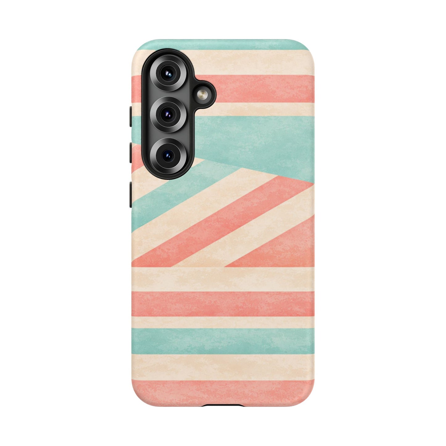 Pastel Stripes Tough Phone Case – Retro Coral & Teal Protective Cover