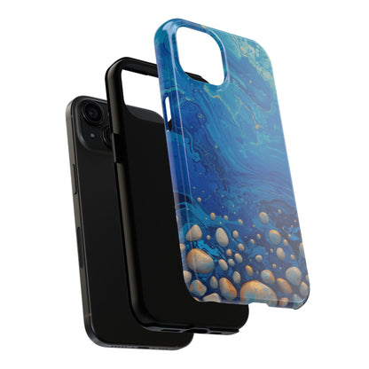 Blue Ocean Pebble Tough Phone Case — Protective Artistic Marble Design