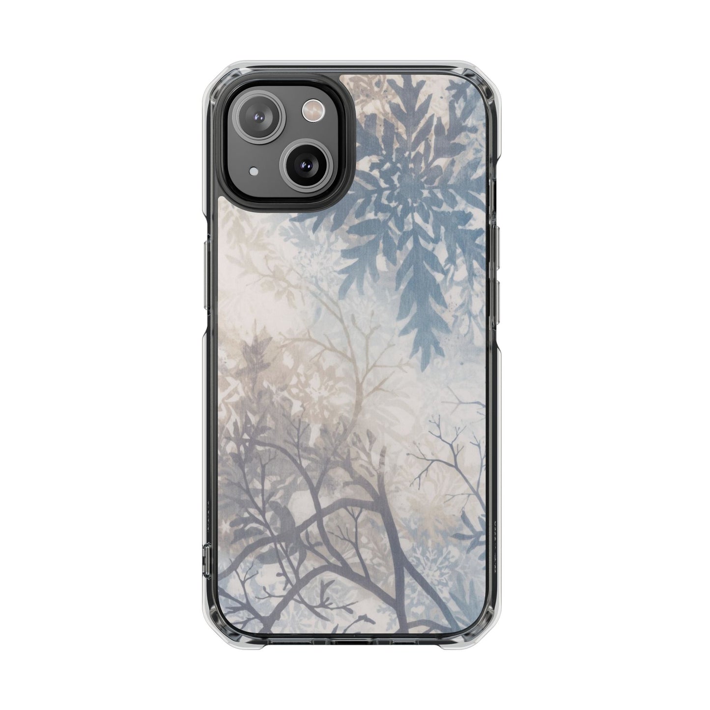 Clear Impact Phone Case with Delicate Botanical Shadow Design — Magnetic Compatible