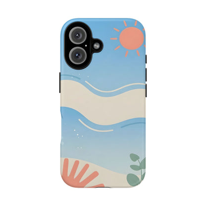 Beach Waves Tough Phone Case — Summer Sun & Seashell Protective Cover