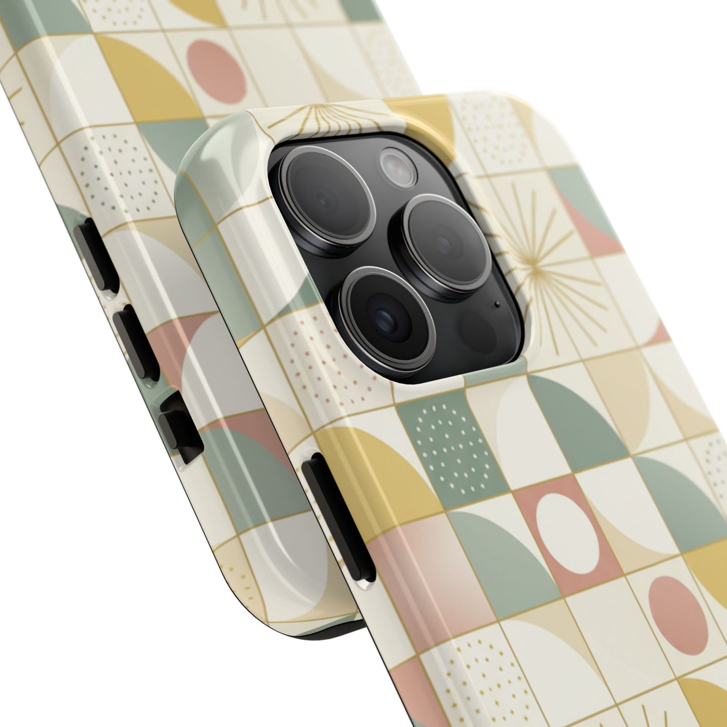 Retro Geometric Tough Phone Case — Pastel Midcentury Pattern