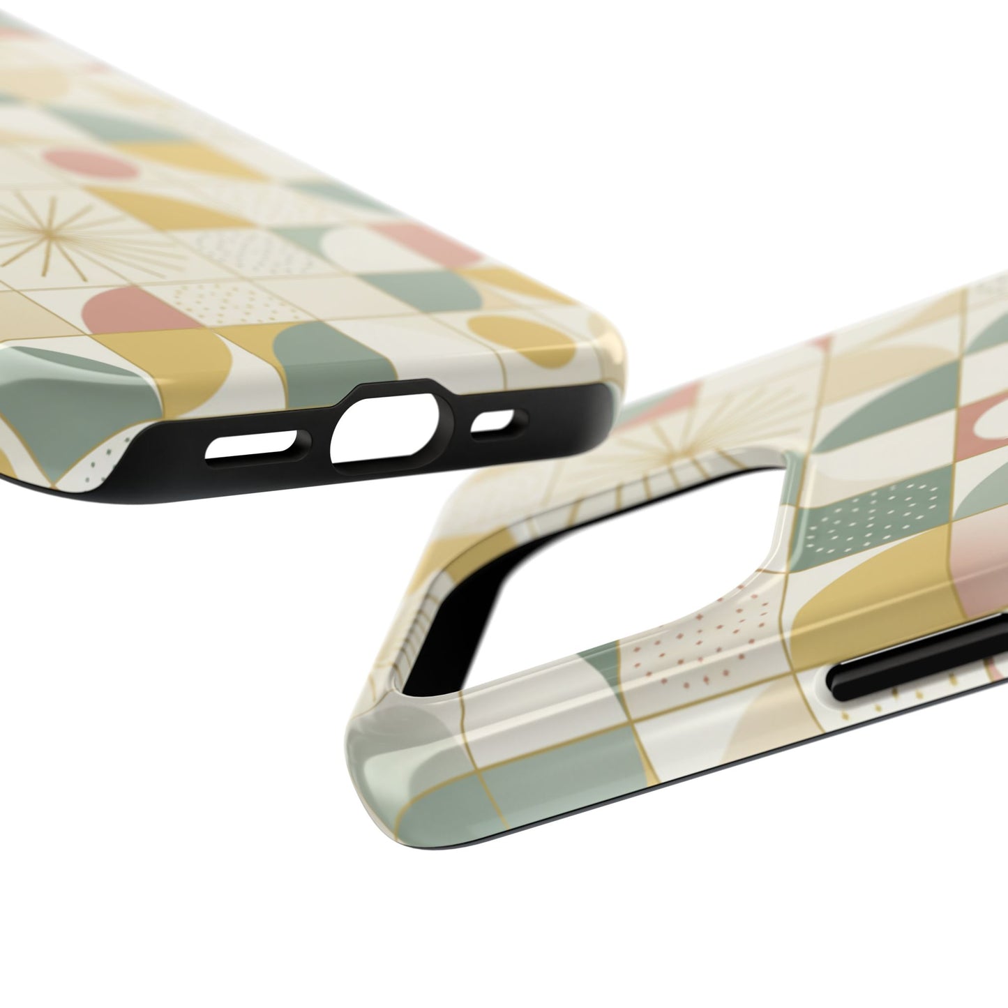 Retro Geometric Tough Phone Case — Pastel Midcentury Pattern