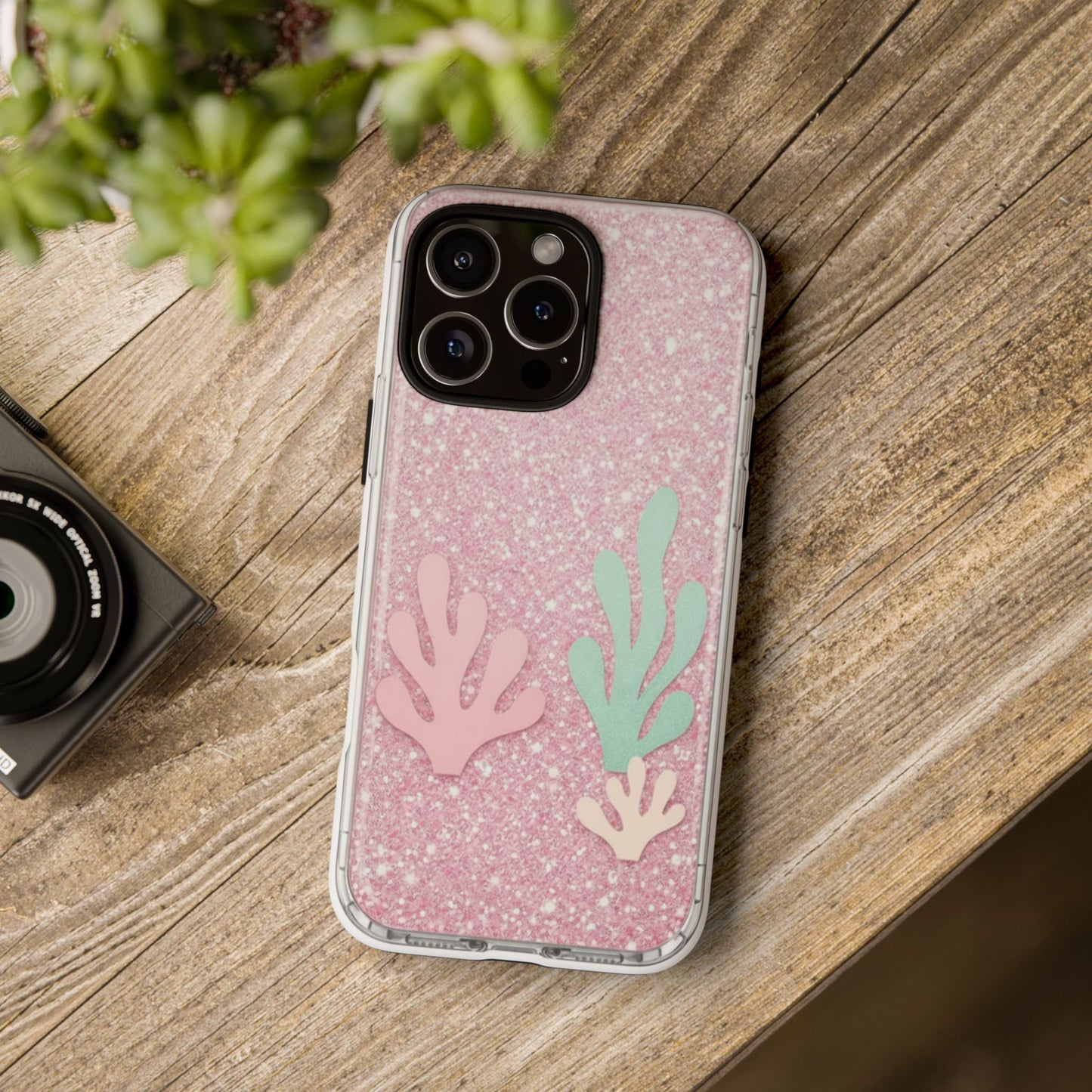 Pink Glitter Seaweed Tough Case - Sparkle Protective Phone Cover