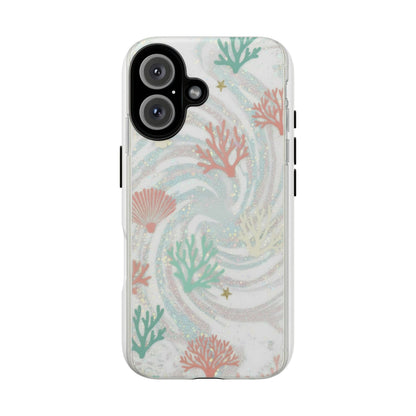 Seafoam Coral Tough Phone Case - Pastel Ocean Wave Design