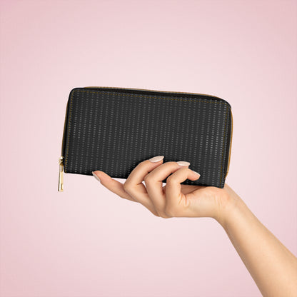 Black Carbon Fiber Zipper Wallet – Slim RFID-Style Travel Wallet
