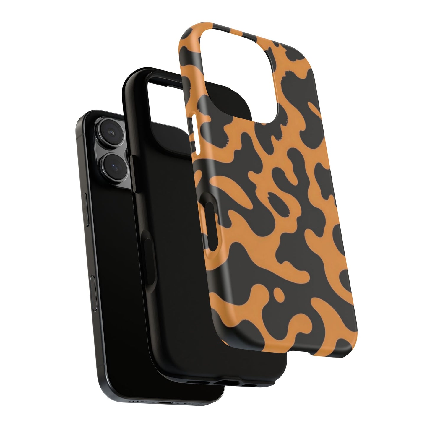 Leopard Print Phone Case — Orange & Black Tough Pattern Protective Cover