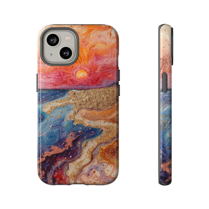Sunset Coast Phone Case — Colorful Abstract Beach Art Tough Case