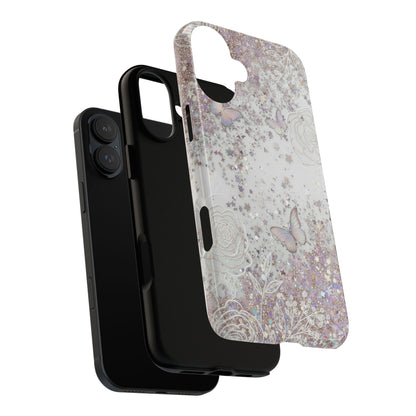 Butterfly Glitter Tough Phone Case — Floral Sparkle Protective Case