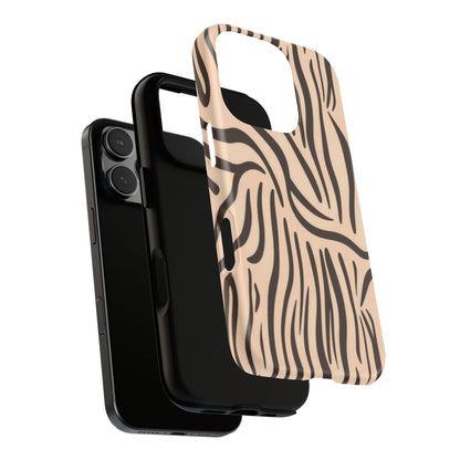 Zebra Stripe Tough Phone Case – Neutral Animal Print Protective Cover