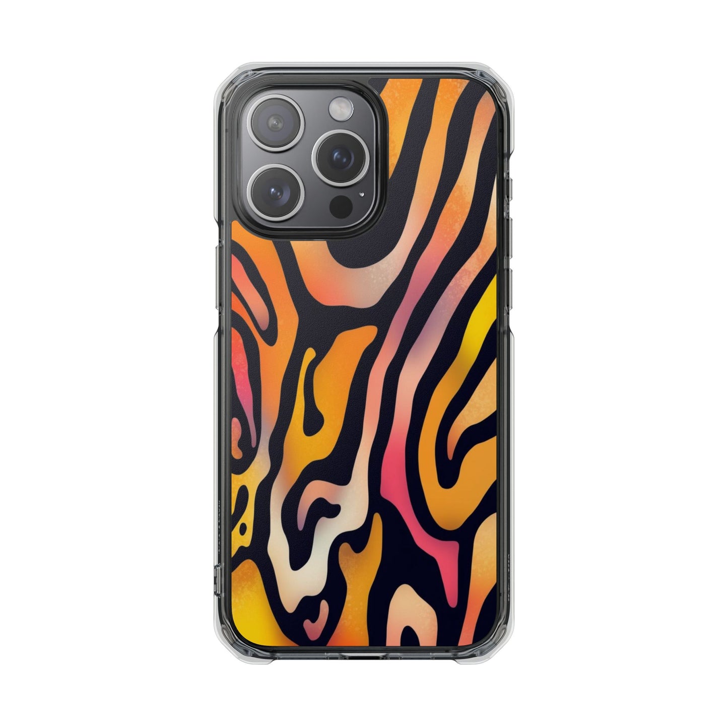 Clear Impact Phone Case — Vibrant Orange Zebra Pattern (Magnetic Compatible)