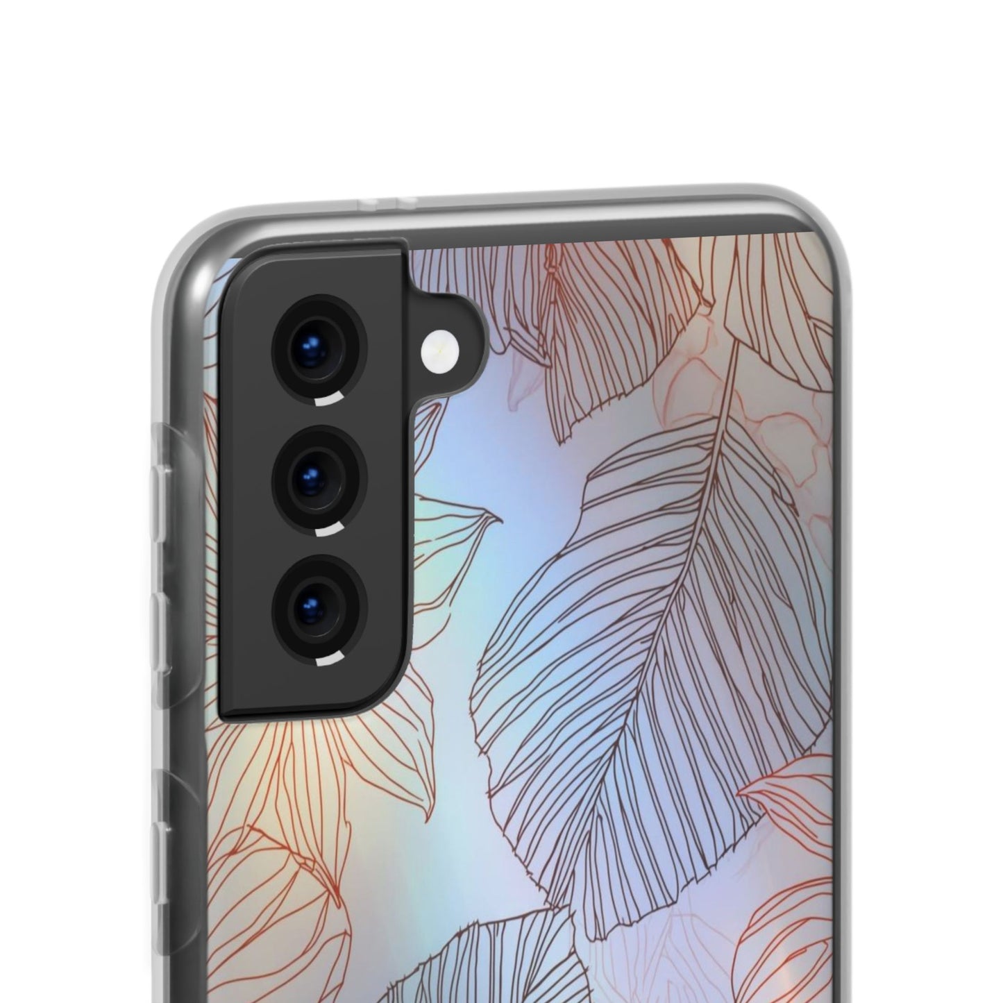 Floral Holographic Phone Case — Iridescent Leaves & Flowers Flexi Case