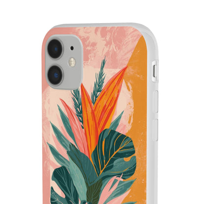 Tropical Botanical Phone Case — Pink & Orange Floral Flexi Case